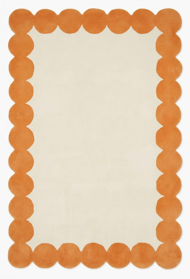 Hand-Tufted Scalloped Wool Area Rug | Modern Irregular Shape with Soft Plush Pile