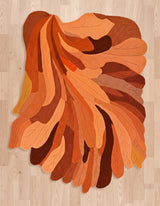 Handmade Irregular Shape Wool Rug | Unique Contemporary Colorful Botanical Design