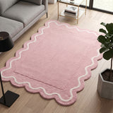 Modern Hand Tufted Wool Rug | Handmade Scalloped Border Carpet