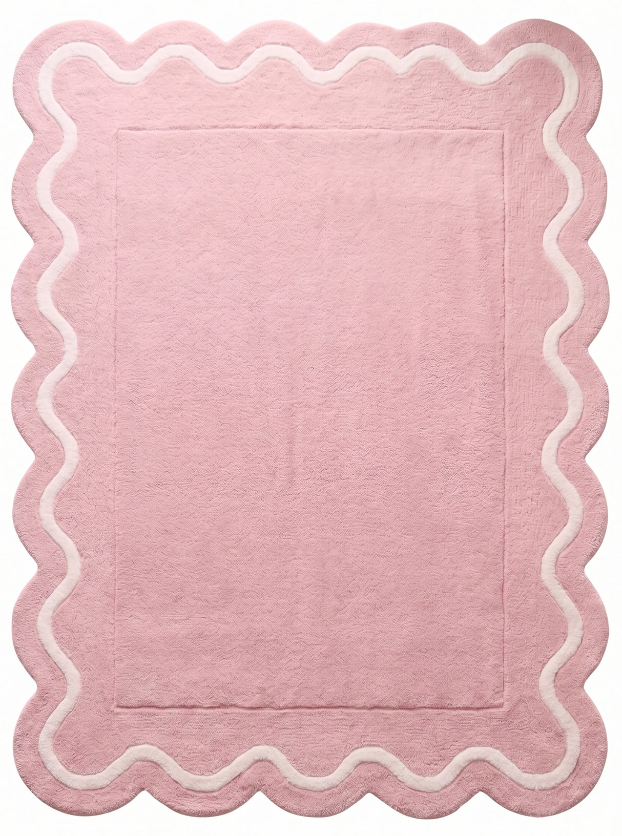 Modern Hand Tufted Wool Rug | Handmade Scalloped Border Carpet