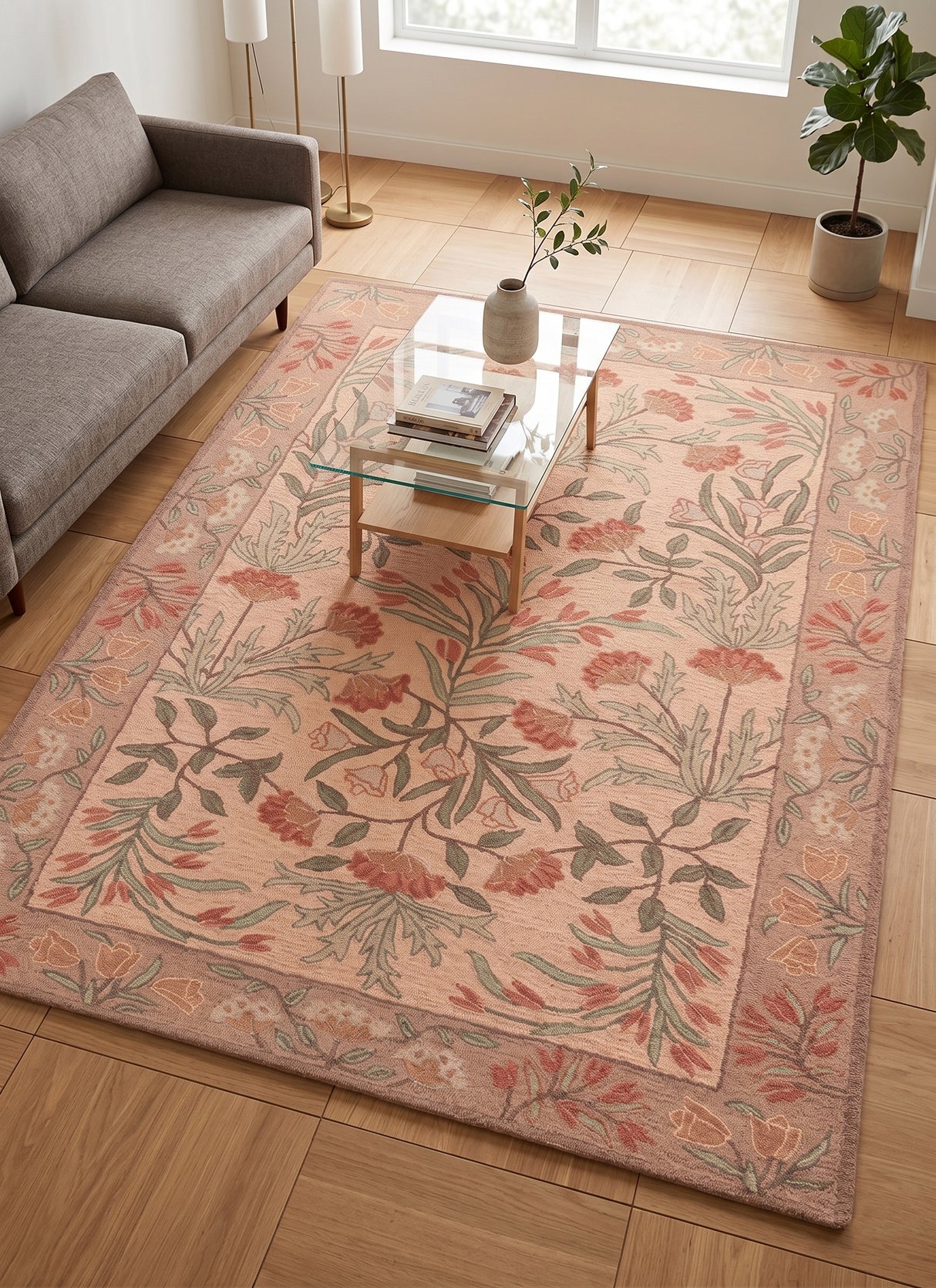 Hand-Tufted Adeline Wool Rug with Traditional Floral Tulip Design