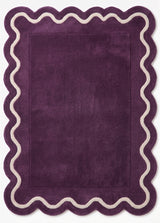 Modern Hand Tufted Wool Rug | Handmade Scalloped Border Carpet