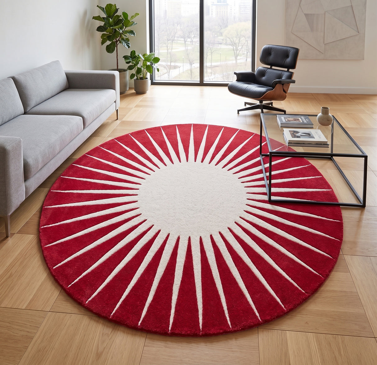 Modern Round Area Rug – Hand-Tufted with 100% New Zealand Wool