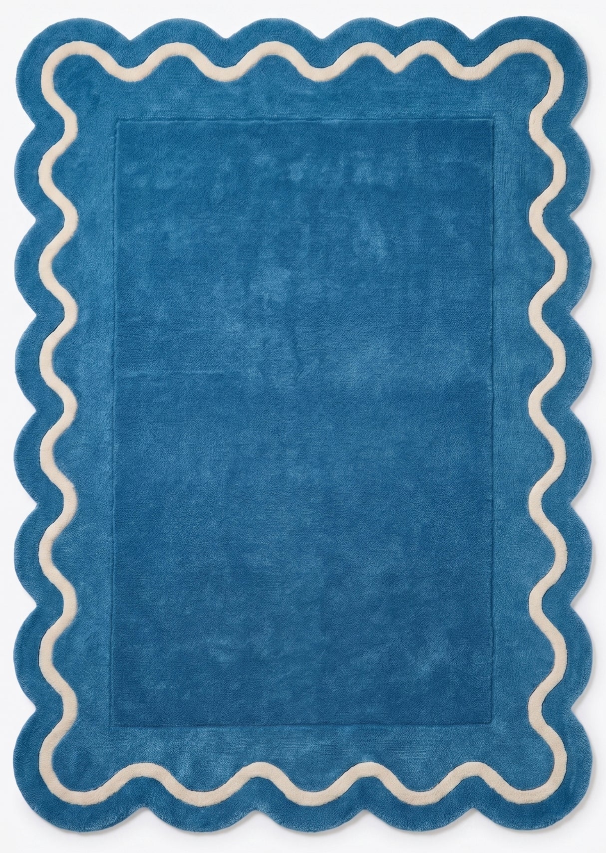 Modern Hand Tufted Wool Rug | Handmade Scalloped Border Carpet