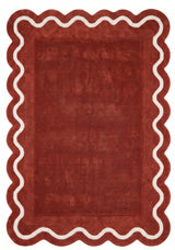 Modern Hand Tufted Wool Rug | Handmade Scalloped Border Carpet