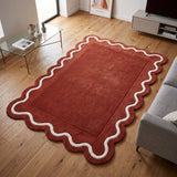 Modern Hand Tufted Wool Rug | Handmade Scalloped Border Carpet