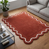 Modern Hand Tufted Wool Rug | Handmade Scalloped Border Carpet