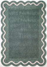 Modern Hand Tufted Wool Rug | Handmade Scalloped Border Carpet