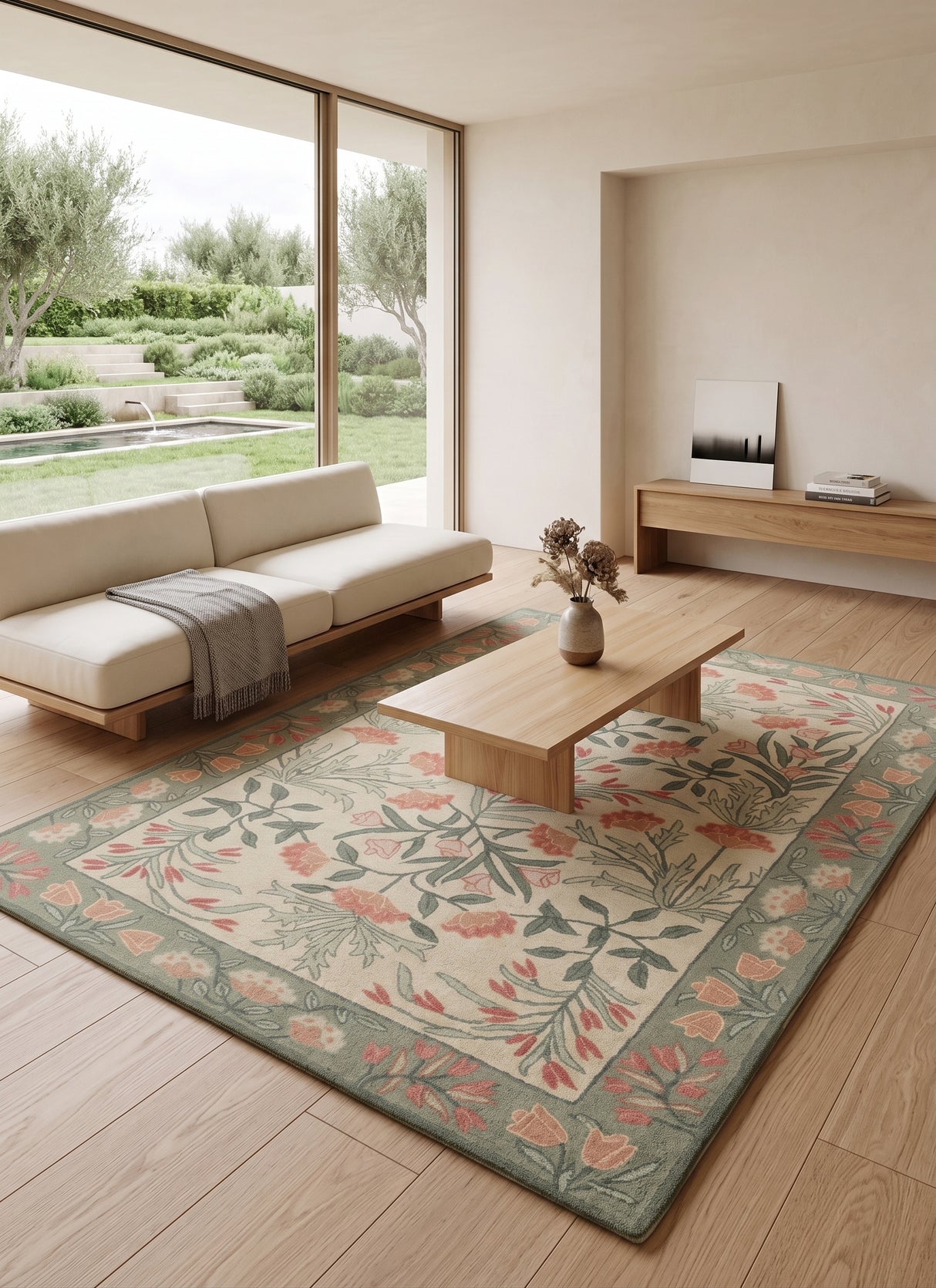 Hand-Tufted Adeline Wool Rug with Traditional Floral Tulip Design