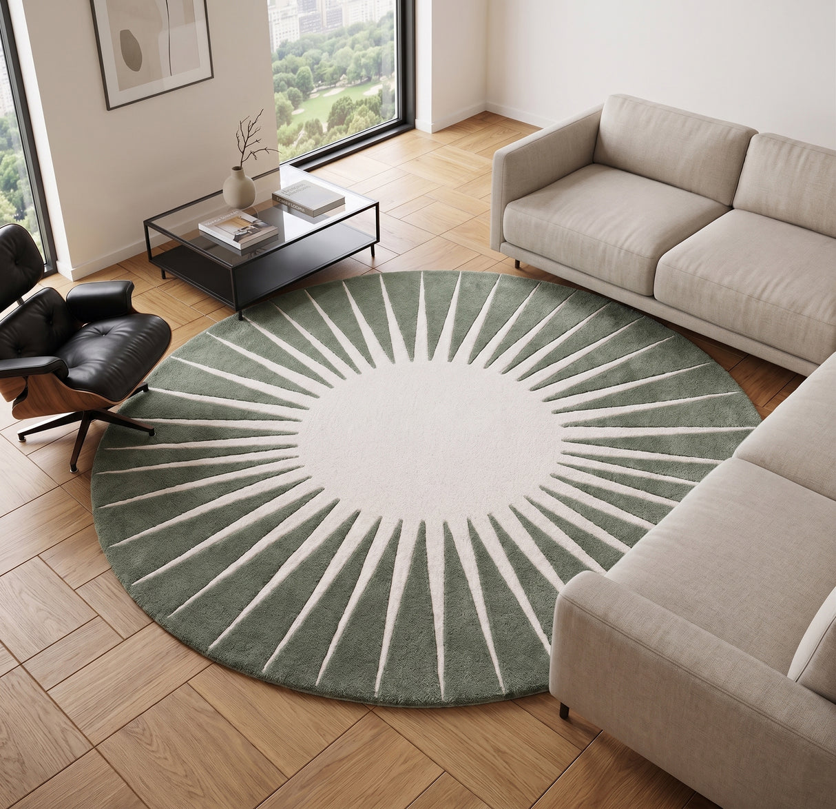 Modern Round Area Rug – Hand-Tufted with 100% New Zealand Wool