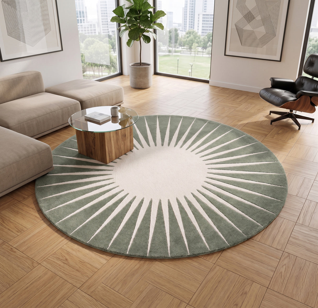 Modern Round Area Rug – Hand-Tufted with 100% New Zealand Wool