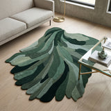 Handmade Irregular Shape Wool Rug | Unique Contemporary Colorful Botanical Design