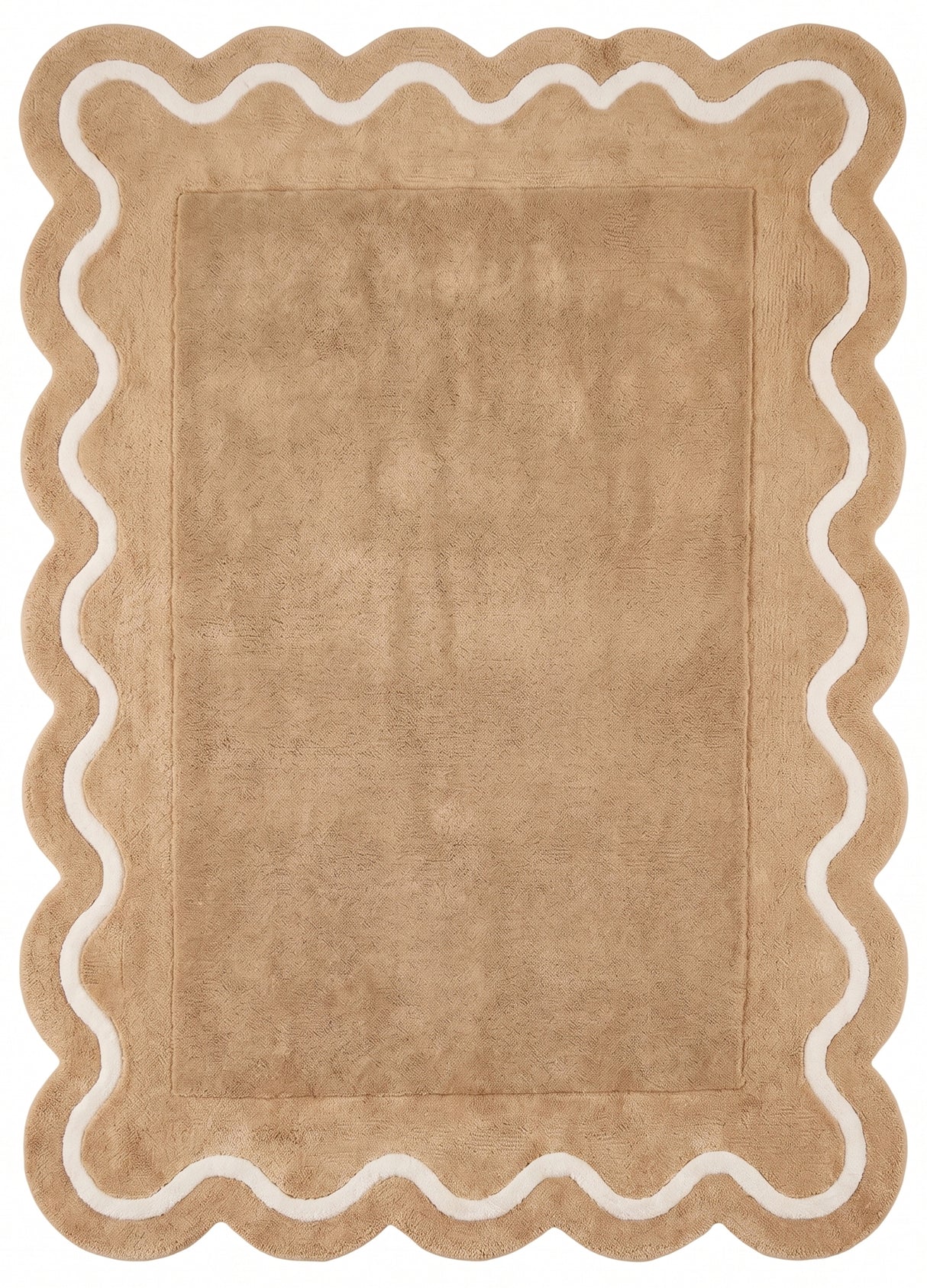 Modern Hand Tufted Wool Rug | Handmade Scalloped Border Carpet
