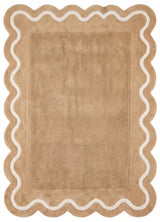 Modern Hand Tufted Wool Rug | Handmade Scalloped Border Carpet