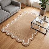 Modern Hand Tufted Wool Rug | Handmade Scalloped Border Carpet