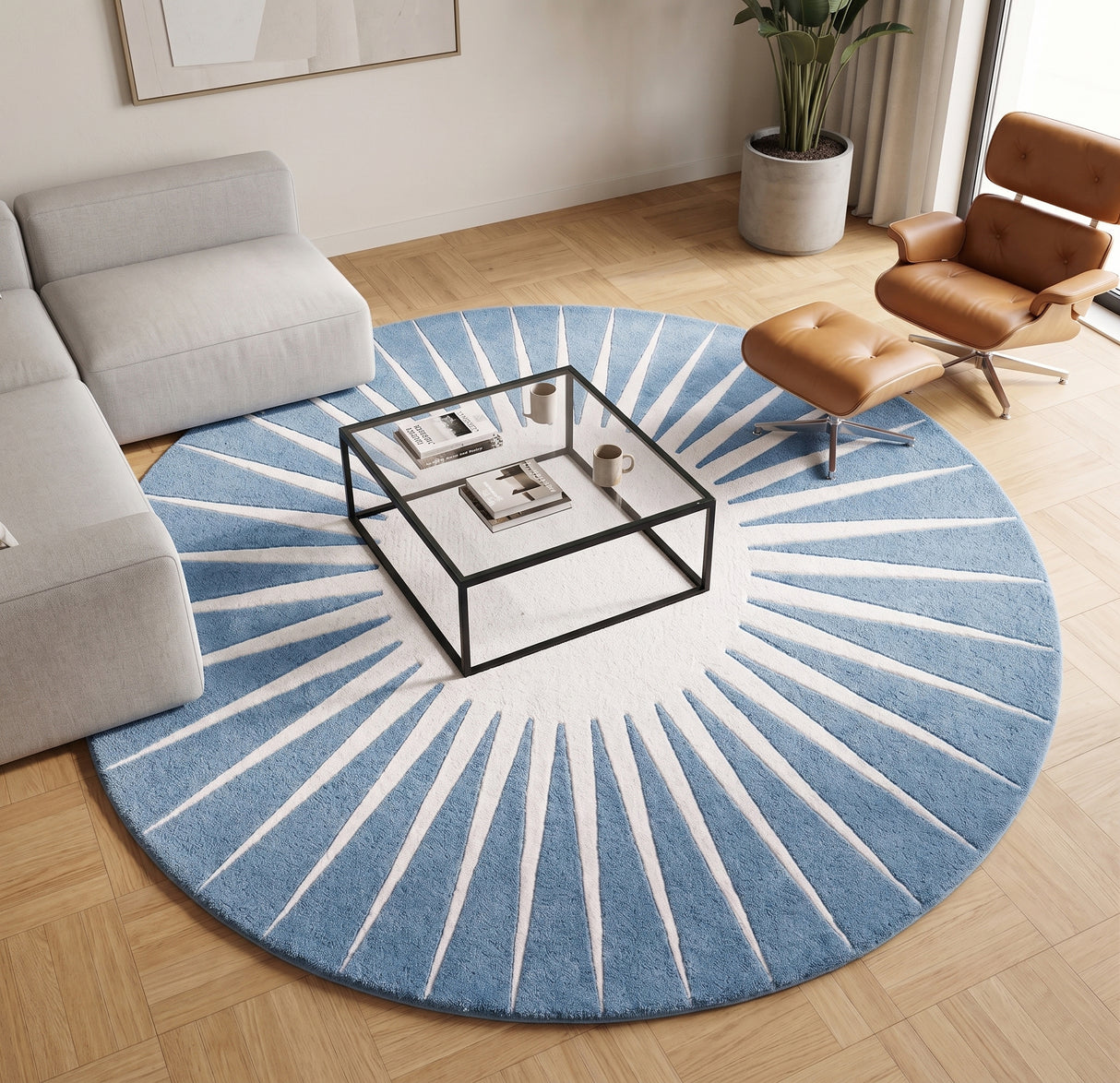 Modern Round Area Rug – Hand-Tufted with 100% New Zealand Wool