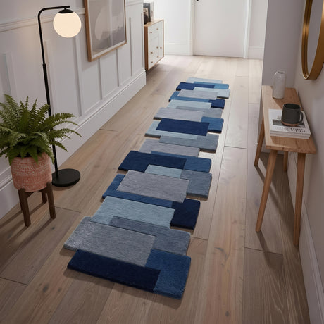 Modern Colorful Palette Irregular Shape Runner Wool Rug