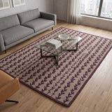 Hand-Tufted Wool Area Rug, Botanical Vine Pattern, Soft Thick Wool Carpet