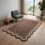 Modern Hand Tufted Wool Rug | Handmade Scalloped Border Carpet