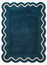 Modern Hand Tufted Wool Rug | Handmade Scalloped Border Carpet