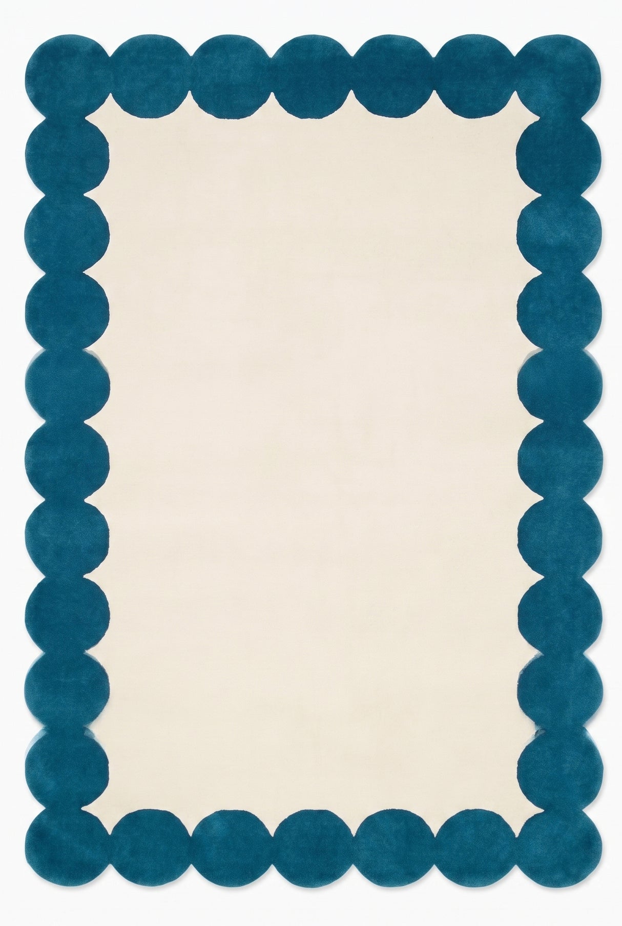 Hand-Tufted Scalloped Wool Area Rug | Modern Irregular Shape with Soft Plush Pile