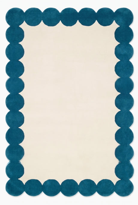 Hand-Tufted Scalloped Wool Area Rug | Modern Irregular Shape with Soft Plush Pile