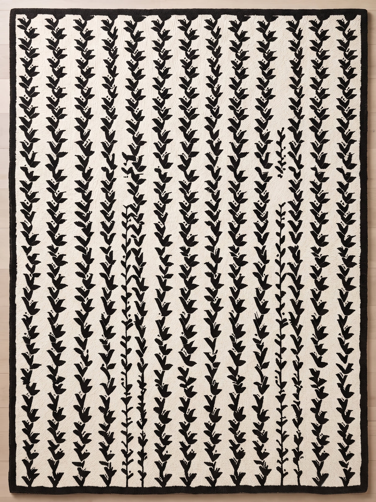 Hand-Tufted Wool Area Rug, Botanical Vine Pattern, Soft Thick Wool Carpet